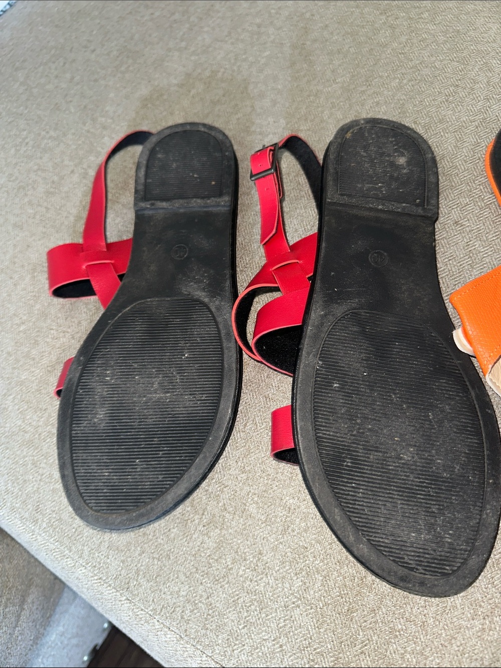 Women’s Orange and Red Flat Sandals - Stylish Summer Slides - Picture 7 of 7